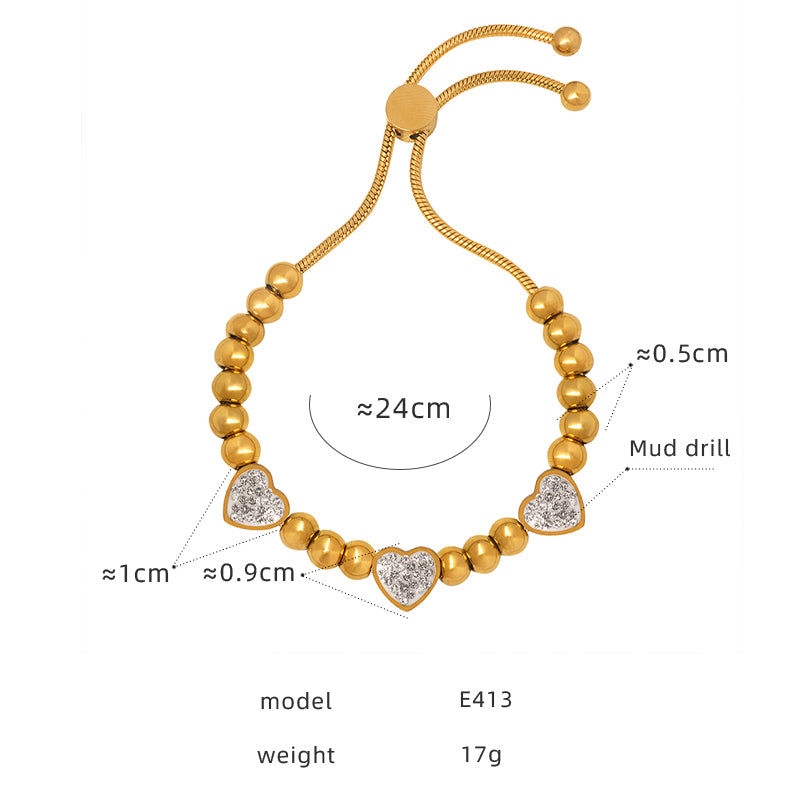 Elegant Luxurious Shiny Butterfly Titanium Steel Plating Inlay Zircon 18k Gold Plated Bracelets