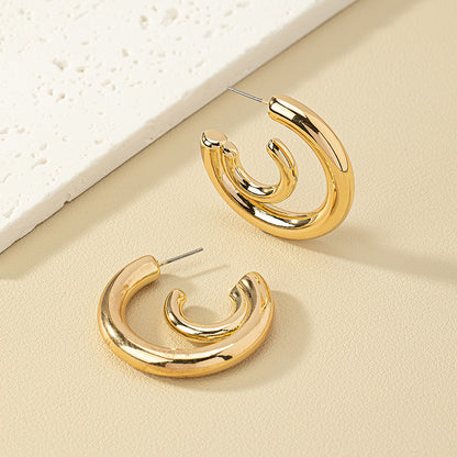 1 Pair Simple Style C Shape Alloy Ear Studs