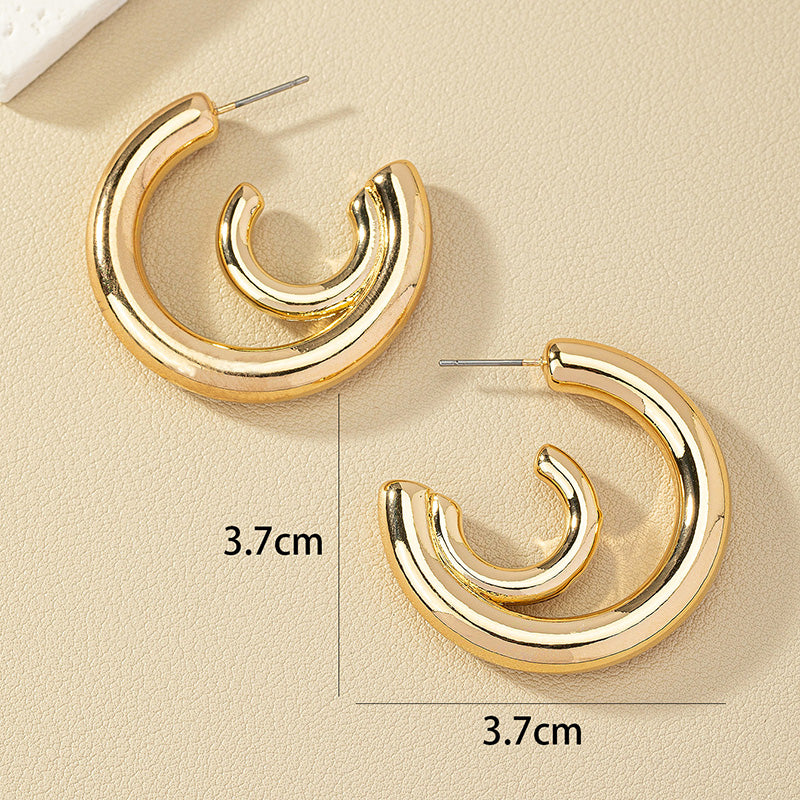 1 Pair Simple Style C Shape Alloy Ear Studs