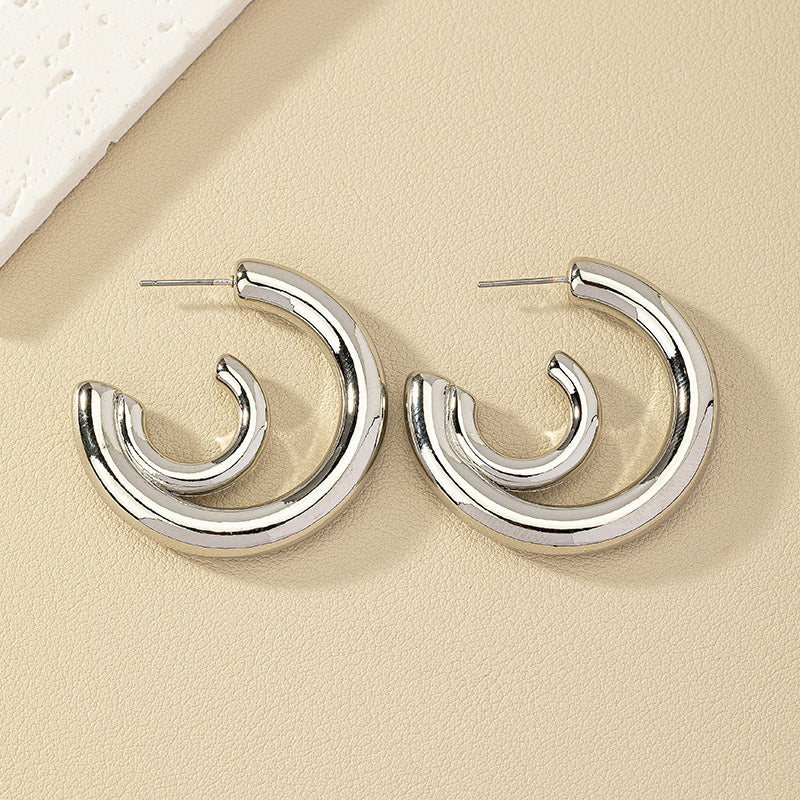 1 Pair Simple Style C Shape Alloy Ear Studs