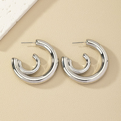 1 Pair Simple Style C Shape Alloy Ear Studs