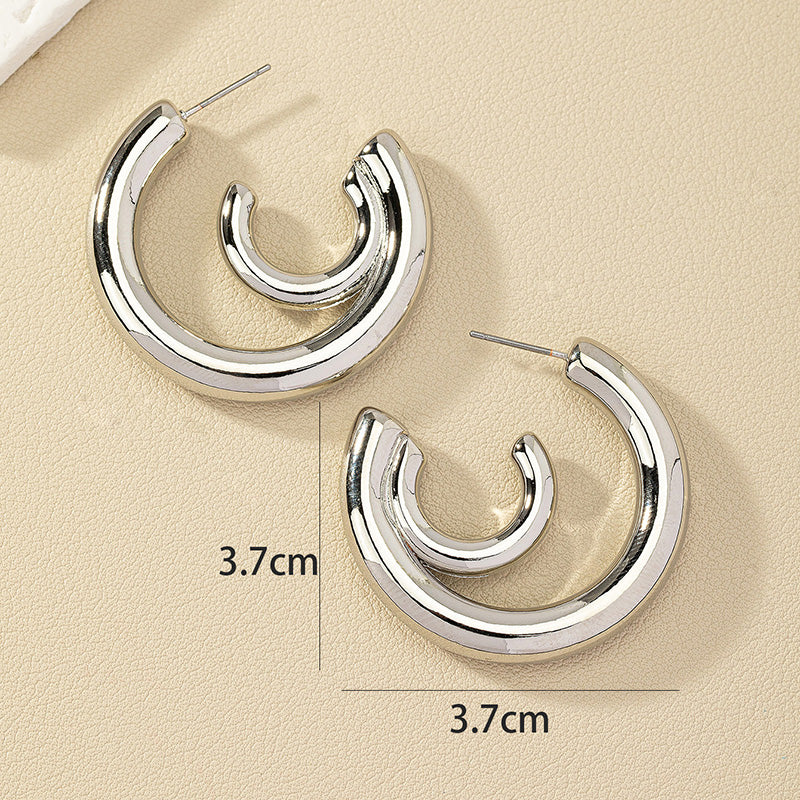 1 Pair Simple Style C Shape Alloy Ear Studs