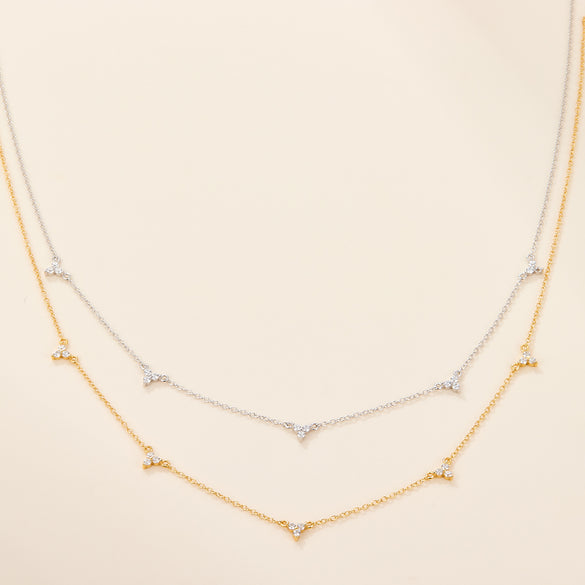 Elegant Luxurious Solid Color Sterling Silver Plating Inlay Zircon 18k Gold Plated White Gold Plated Necklace