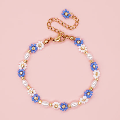 Elegant Lady Daisy Imitation Pearl Glass Women's Bracelets