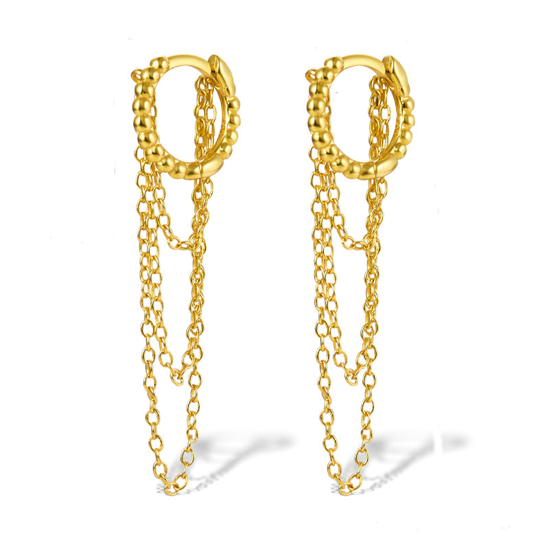 1 Pair Elegant Luxurious Lady Chain Plating Sterling Silver 18k Gold Plated White Gold Plated Drop Earrings