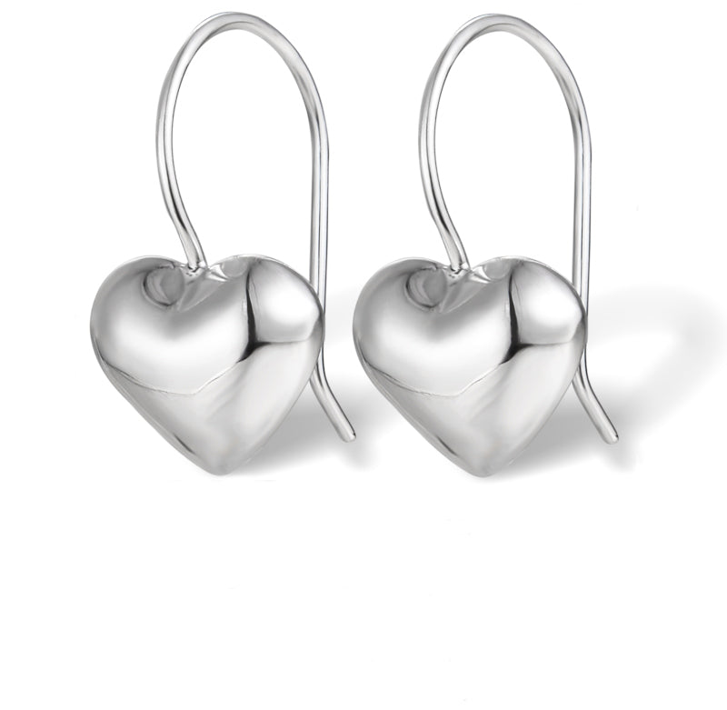 1 Pair Casual Simple Style Heart Shape Plating Sterling Silver White Gold Plated Drop Earrings