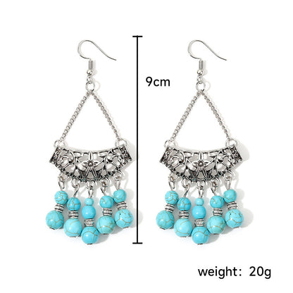 Ethnic Style Round Alloy Turquoise Inlay Turquoise Women's Earrings