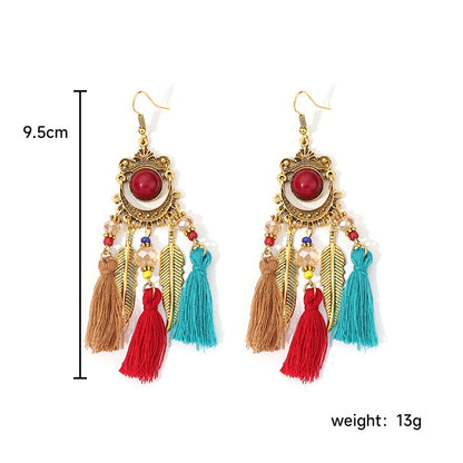 Ethnic Style Round Alloy Turquoise Inlay Turquoise Women's Earrings