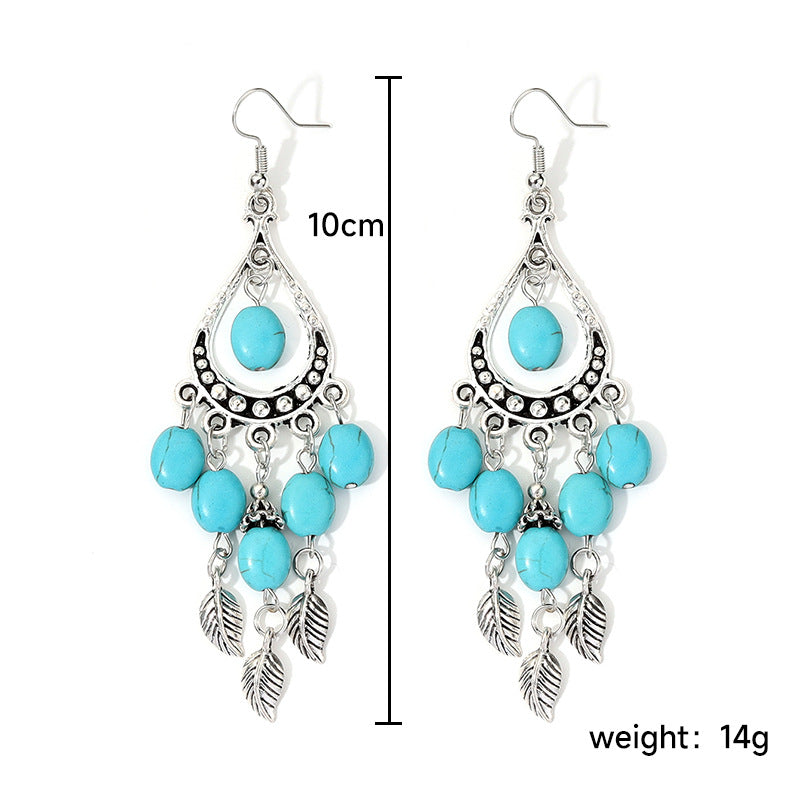 Ethnic Style Round Alloy Turquoise Inlay Turquoise Women's Earrings