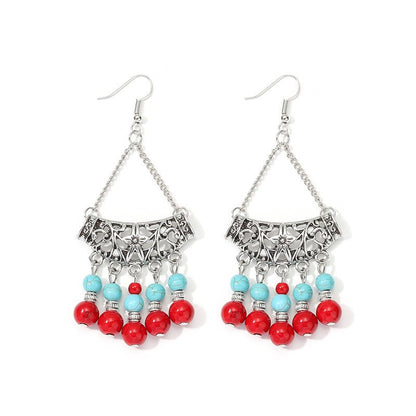 Ethnic Style Round Alloy Turquoise Inlay Turquoise Women's Earrings