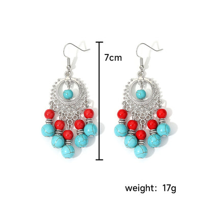 Ethnic Style Round Alloy Turquoise Inlay Turquoise Women's Earrings