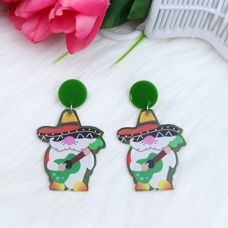 Ethnic Style Cowboy Style Cactus Animal Arylic Asymmetrical Irregular Printing Women's Drop Earrings