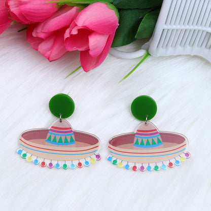 Ethnic Style Cowboy Style Cactus Animal Arylic Asymmetrical Irregular Printing Women's Drop Earrings