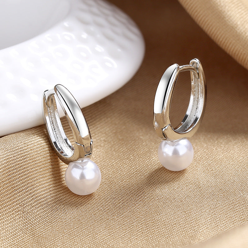 1 Pair Ig Style U Shape Imitation Pearl Copper Earrings