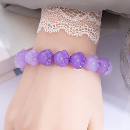 Casual Simple Style Round Gradient Color Plastic Beaded Plating Women's Bracelets