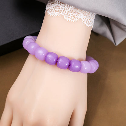 Casual Simple Style Round Gradient Color Plastic Beaded Plating Women's Bracelets