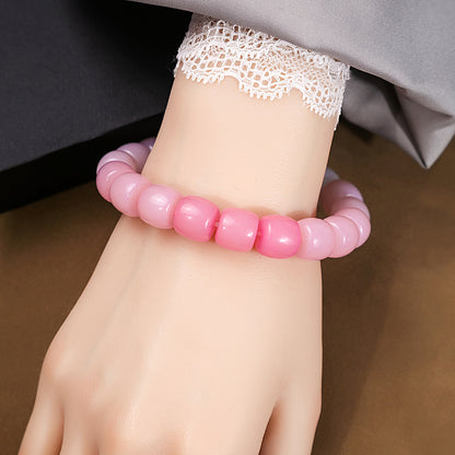 Casual Simple Style Round Gradient Color Plastic Beaded Plating Women's Bracelets