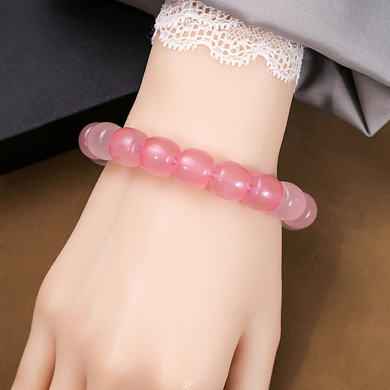 Casual Simple Style Round Gradient Color Plastic Beaded Plating Women's Bracelets