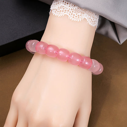 Casual Simple Style Round Gradient Color Plastic Beaded Plating Women's Bracelets