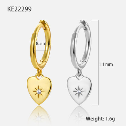 1 Pair Casual Lady Heart Shape Plating Inlay Sterling Silver Zircon 18k Gold Plated White Gold Plated Drop Earrings