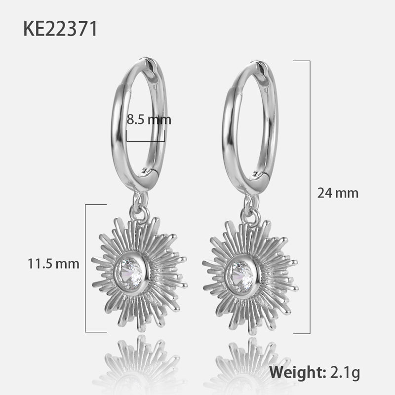 1 Pair Elegant Vintage Style Flower Plating Inlay Sterling Silver Zircon 18K Gold Plated White Gold Plated Drop Earrings