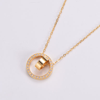 Elegant Lady Letter Star Heart Shape Stainless Steel Plating Inlay Zircon 18k Gold Plated Rose Gold Plated Pendant Necklace