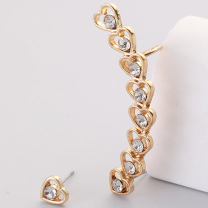 Elegant Oversized Heart Shape Alloy Inlay Zircon Women's Ear Clips Ear Studs