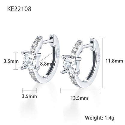 1 Pair Elegant Luxurious Square Plating Inlay Sterling Silver Zircon 18k Gold Plated White Gold Plated Hoop Earrings