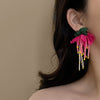 Exaggerated Sweet Flower Cloth Beaded Inlay Rhinestones Pearl Women's Drop Earrings