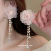 Exaggerated Sweet Flower Cloth Beaded Inlay Rhinestones Pearl Women's Drop Earrings