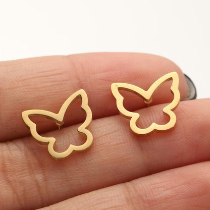 1 Pair Simple Style Butterfly Plating Hollow Out Stainless Steel Ear Studs