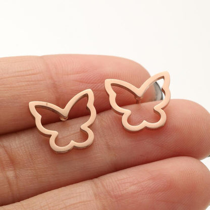 1 Pair Simple Style Butterfly Plating Hollow Out Stainless Steel Ear Studs