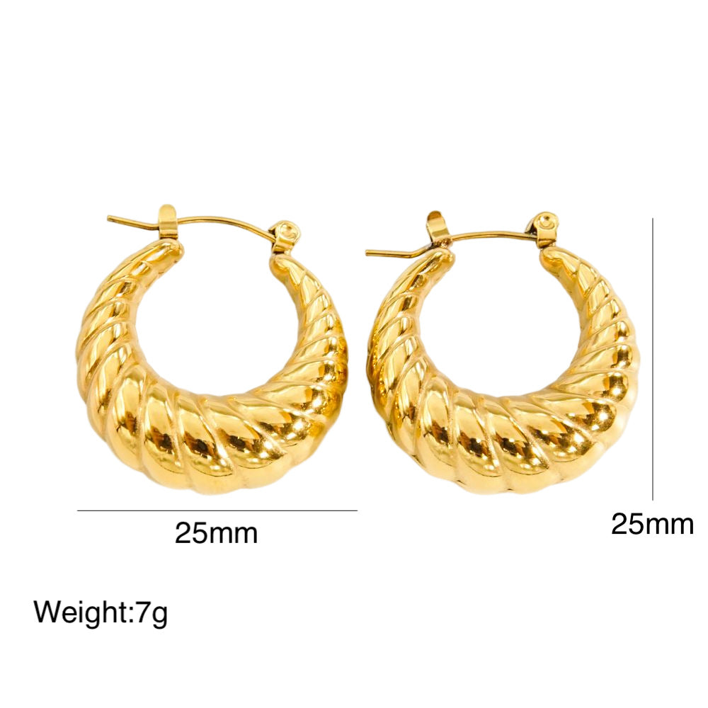 1 Pair Modern Style C Shape Plating Stainless Steel 18k Gold Plated Earrings