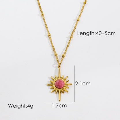 Simple Style Classic Style Square Star Moon Titanium Steel Enamel Plating Inlay Natural Stone Shell Zircon 14k Gold Plated Pendant Necklace