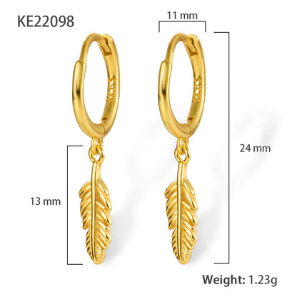 1 Pair Simple Style Commute Leaves Plating Sterling Silver 18k Gold Plated White Gold Plated Drop Earrings