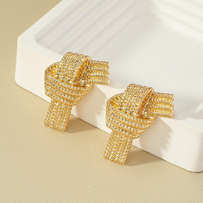 1 Pair Modern Style Artistic Knot Plating Alloy Ear Studs