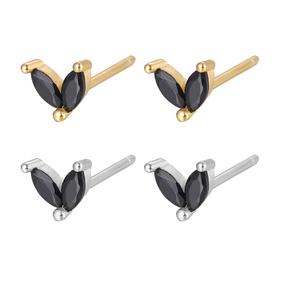 1 Pair Cute Heart Shape Plating Inlay Sterling Silver Zircon 18k Gold Plated White Gold Plated Ear Studs Ear Hook