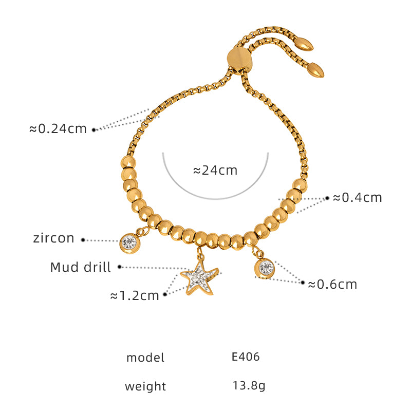 Hip-hop Exaggerated Devil's Eye Star Heart Shape Titanium Steel Plating Inlay Zircon 18k Gold Plated Bracelets