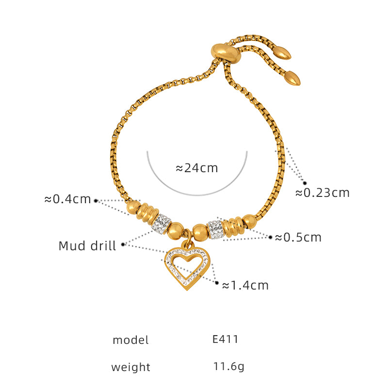 Hip-hop Exaggerated Devil's Eye Star Heart Shape Titanium Steel Plating Inlay Zircon 18k Gold Plated Bracelets