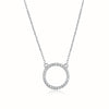 Ig Style Circle Sterling Silver Plating Hollow Out Inlay Zircon White Gold Plated Pendant Necklace