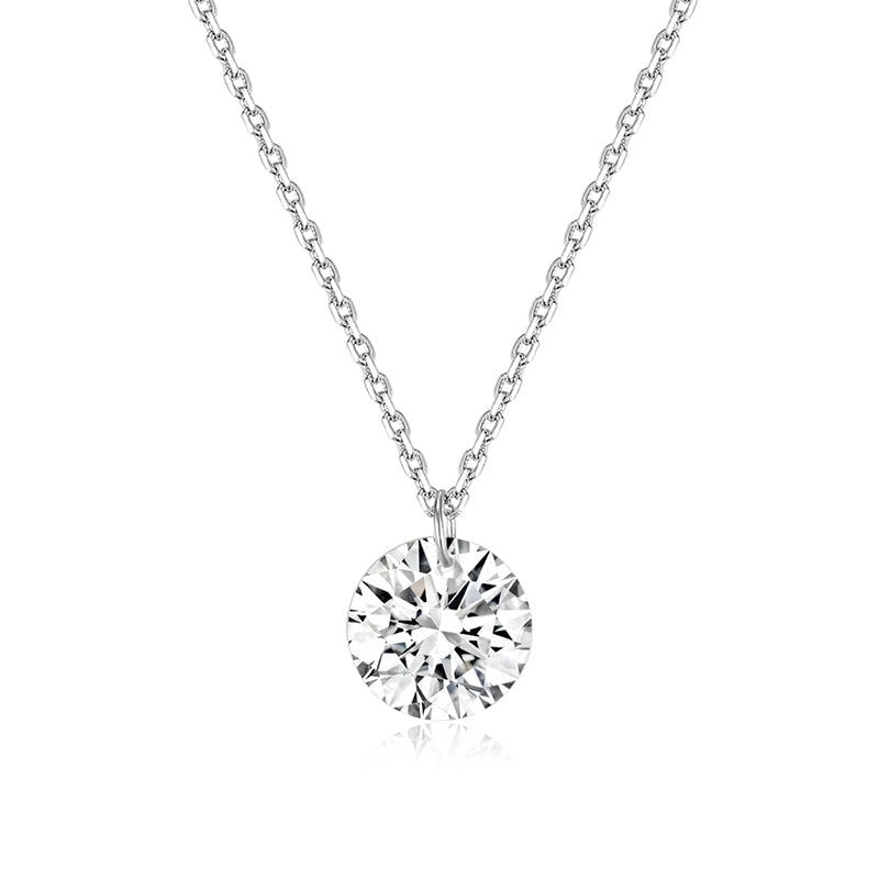 Elegant Luxurious Round Sterling Silver Plating Inlay Zircon White Gold Plated Pendant Necklace