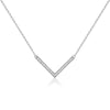 Sterling Silver White Gold Plated Simple Style Shiny V Shape Inlay Zircon Necklace