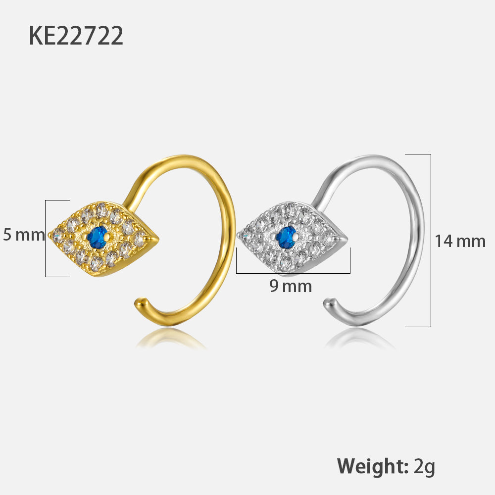 1 Pair Retro Shiny Devil's Eye Plating Inlay Sterling Silver Zircon 18k Gold Plated White Gold Plated Earrings