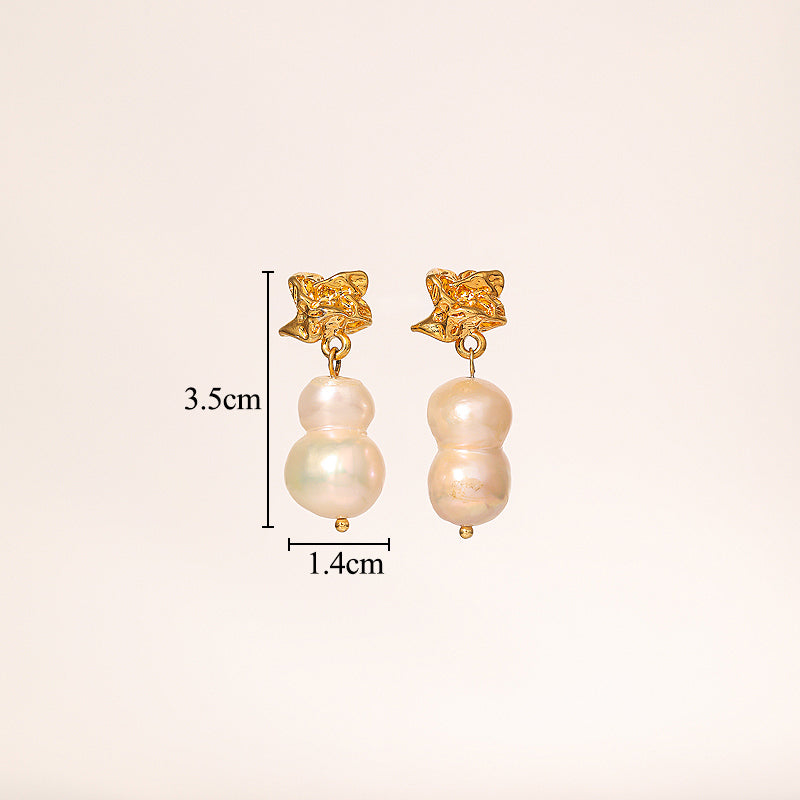 1 Pair Glam Classical Geometric Inlay Copper Artificial Pearls 18k Gold Plated Drop Earrings