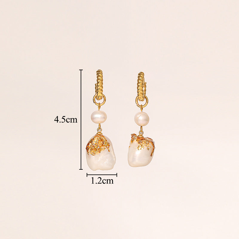 1 Pair Glam Classical Geometric Inlay Copper Artificial Pearls 18k Gold Plated Drop Earrings