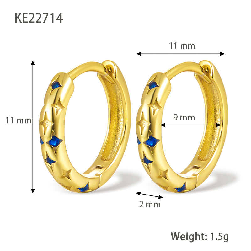 1 Pair Luxurious Simple Style Round Plating Inlay Sterling Silver Zircon 18k Gold Plated White Gold Plated Hoop Earrings