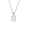 Simple Style Letter Square Stainless Steel Inlay Shell Pendant Necklace