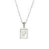 Simple Style Letter Square Stainless Steel Inlay Shell Pendant Necklace