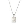 Simple Style Letter Square Stainless Steel Inlay Shell Pendant Necklace