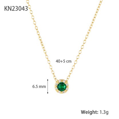 Elegant Shiny Round Sterling Silver Plating Inlay Zircon 18k Gold Plated White Gold Plated Necklace